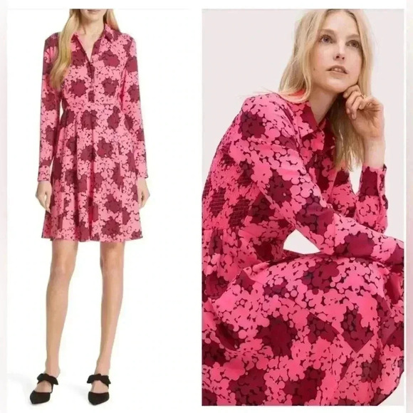 Kate Bubble Dot Smocked Dress Rhubarb Jam Dress‎ - Picture 1 of 9